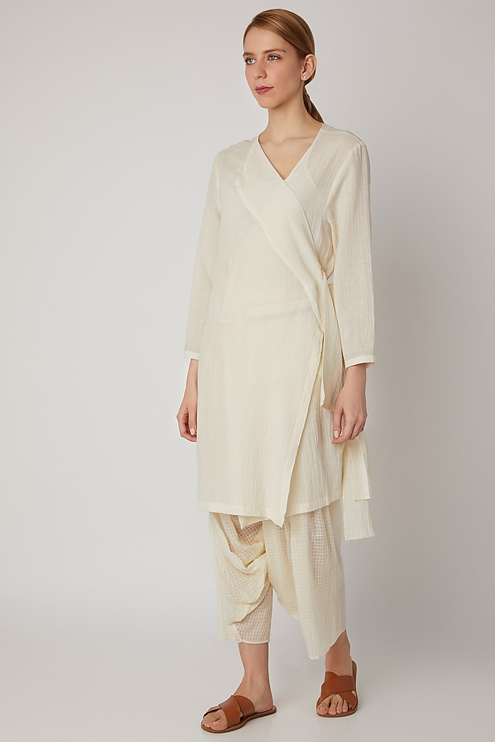 White Organic Cotton Jacket by Urvashi Kaur at Pernia's Pop Up Shop