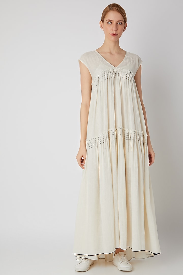 White Cotton Voile Tent Summer Dress by Urvashi Kaur at Pernia's Pop Up Shop