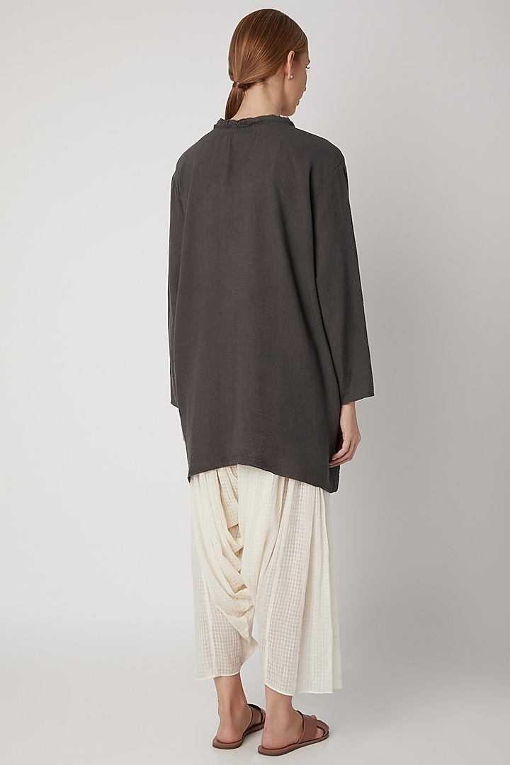 Grey Viscose Cotton Jacket by Urvashi Kaur at Pernia's Pop Up Shop