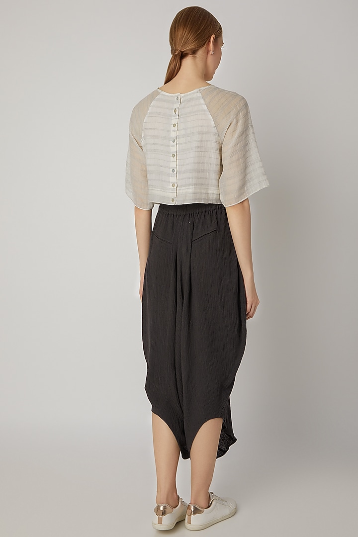 Black Viscose Cotton Dhoti Pants by Urvashi Kaur at Pernia's Pop Up Shop