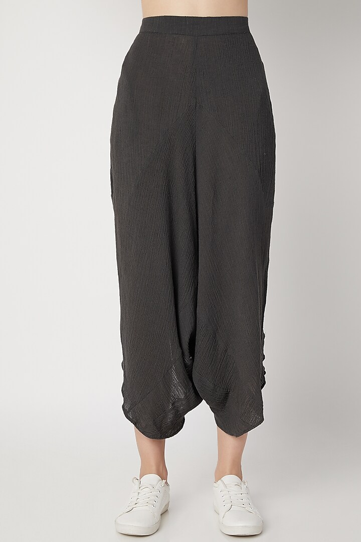 Black Viscose Cotton Dhoti Pants by Urvashi Kaur at Pernia's Pop Up Shop