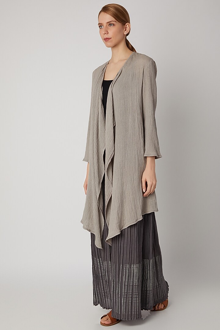 Grey Organic Cotton Jacket by Urvashi Kaur at Pernia's Pop Up Shop