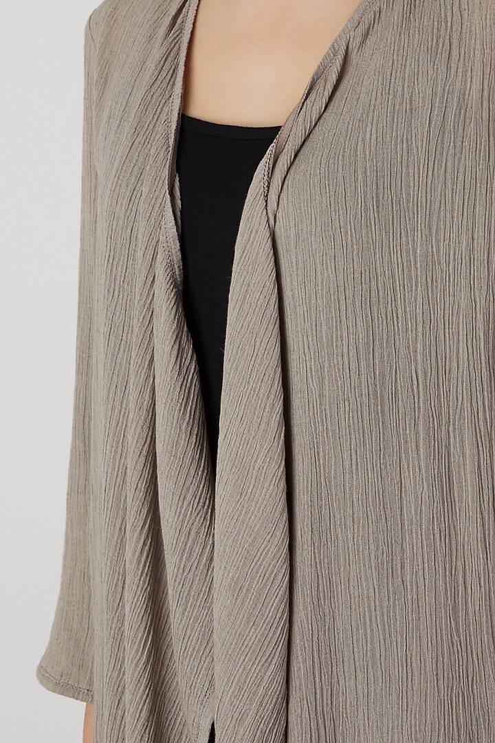 Grey Organic Cotton Jacket by Urvashi Kaur at Pernia's Pop Up Shop