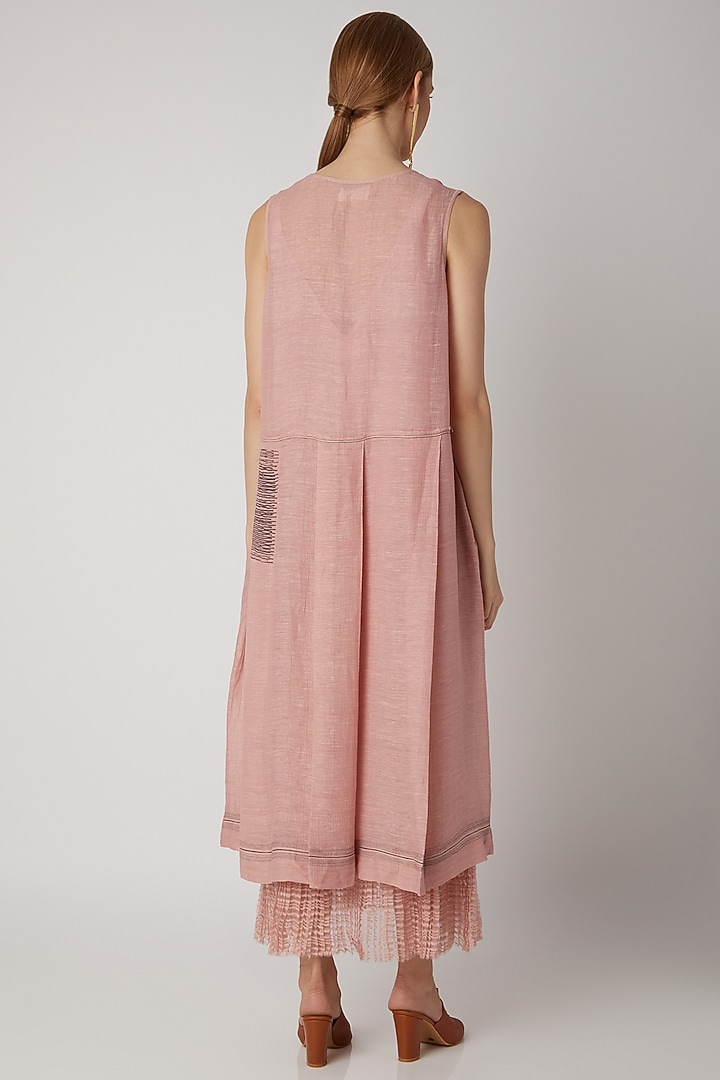 Blush Pink Line Silk Summer Dress by Urvashi Kaur at Pernia's Pop Up Shop