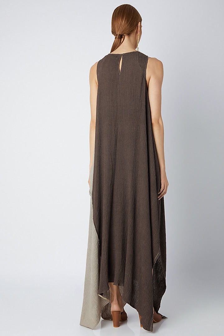 Brown Viscose Cotton Summer Dress by Urvashi Kaur at Pernia's Pop Up Shop