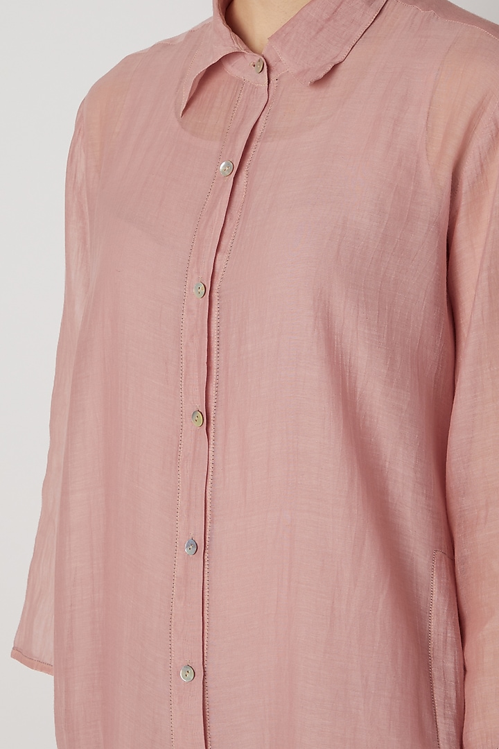 Blush Pink Chanderi Silk Kaftan by Urvashi Kaur at Pernia's Pop Up Shop