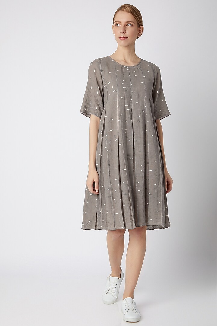 Grey Organic Cotton Vacation Dress by Urvashi Kaur at Pernia's Pop Up Shop