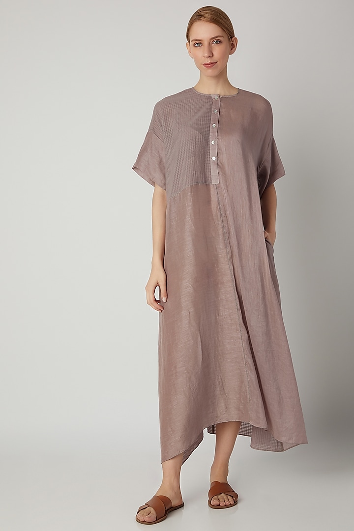 Fawn Long Tunic With Buttons by Urvashi Kaur at Pernia's Pop Up Shop