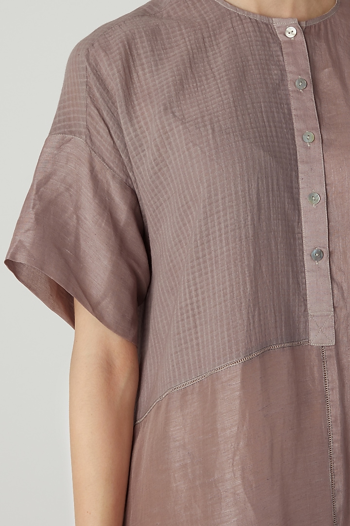 Fawn Long Tunic With Buttons by Urvashi Kaur at Pernia's Pop Up Shop