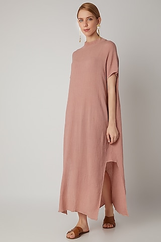 Blush Pink Viscose Cotton Kaftan by Urvashi Kaur