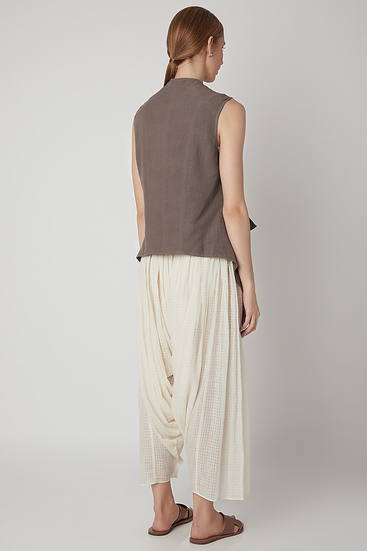 Brown Reversible Waistcoat by Urvashi Kaur at Pernia's Pop Up Shop