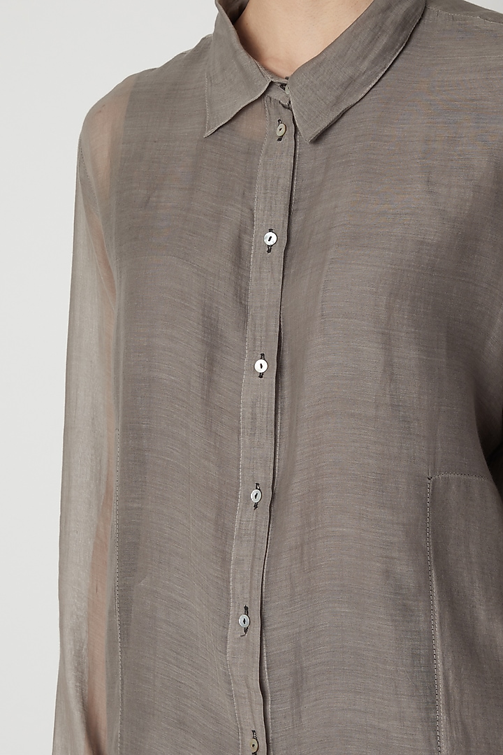 Grey Chanderi Silk Tunic by Urvashi Kaur at Pernia's Pop Up Shop