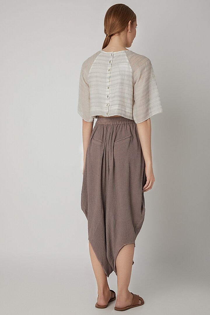 White Viscose Cotton Dhoti by Urvashi Kaur at Pernia's Pop Up Shop