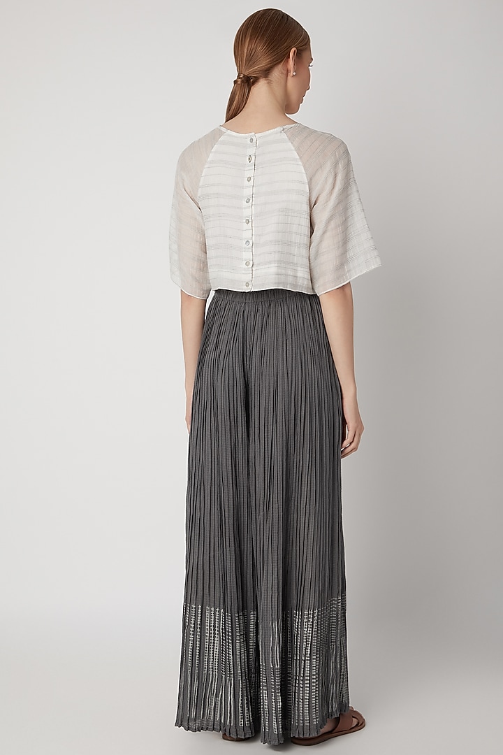 Grey Organic Cotton Palazzo Pants by Urvashi Kaur at Pernia's Pop Up Shop