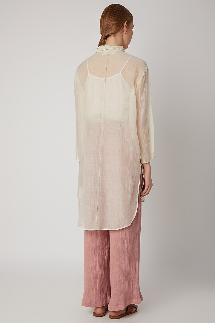 White Chanderi Silk Tunic by Urvashi Kaur at Pernia's Pop Up Shop