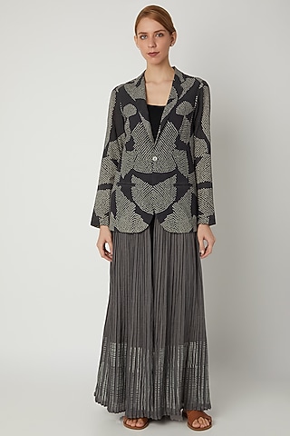Grey Organic Cotton Jacket by Urvashi Kaur