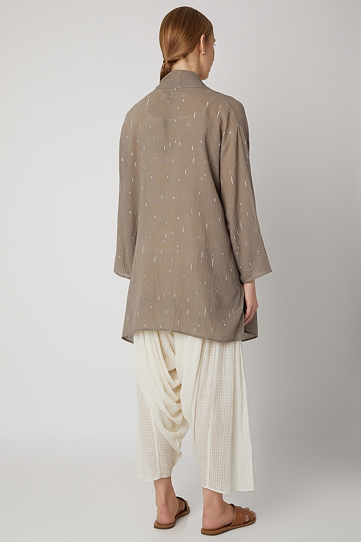 Grey Organic Cotton Overlay by Urvashi Kaur at Pernia's Pop Up Shop