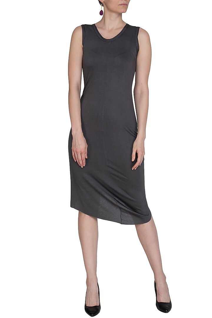 Dark Grey Cowl Summer Dress by Kapda By Urvashi Kaur at Pernia's Pop Up Shop