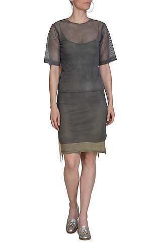 Grey Long T-Shirt by Kapda By Urvashi Kaur