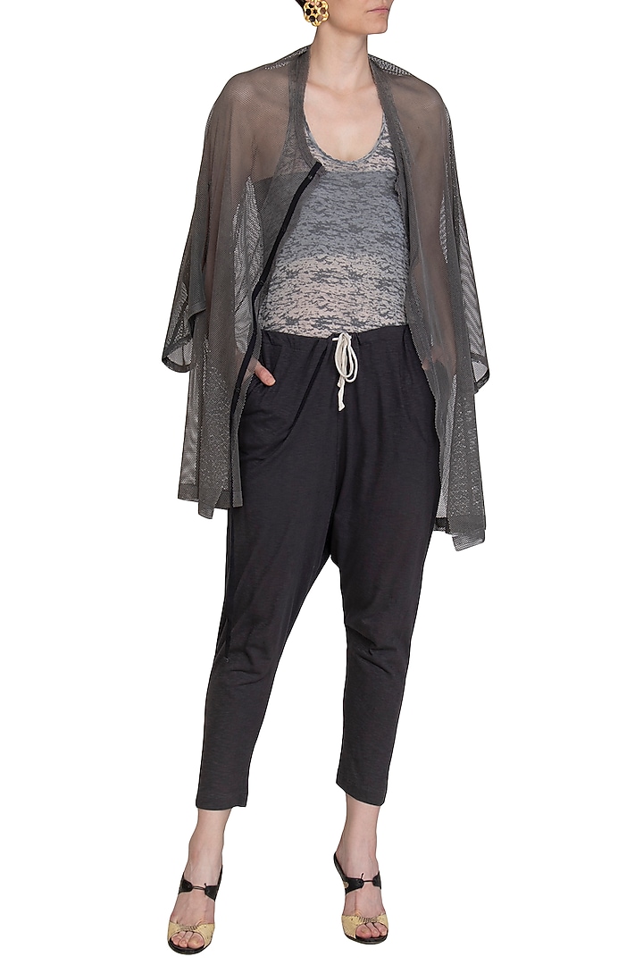 Dark Grey Low Crotch Jogger Pants by Kapda By Urvashi Kaur at Pernia's Pop Up Shop