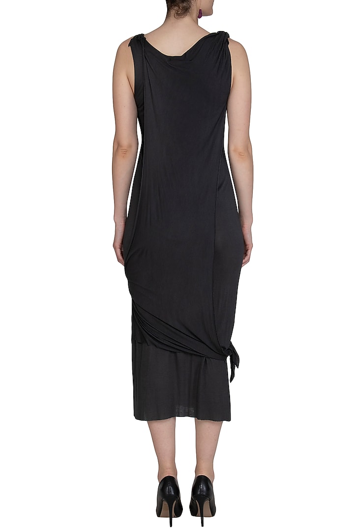 Dark Grey Layered Long Summer Dress by Kapda By Urvashi Kaur at Pernia's Pop Up Shop