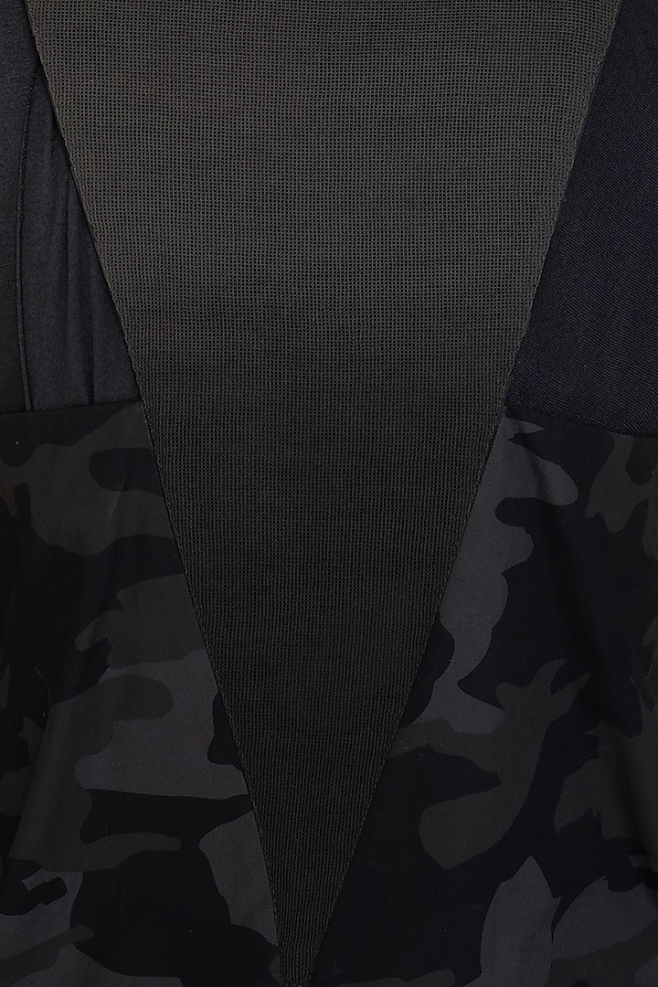 Grey Camouflage Racerback Jacket by Kapda By Urvashi Kaur at Pernia's Pop Up Shop