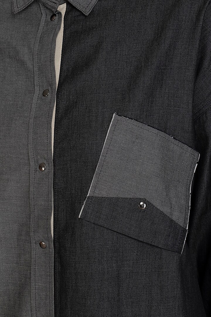 Grey Oversized Denim Shirt by Kapda By Urvashi Kaur at Pernia's Pop Up Shop