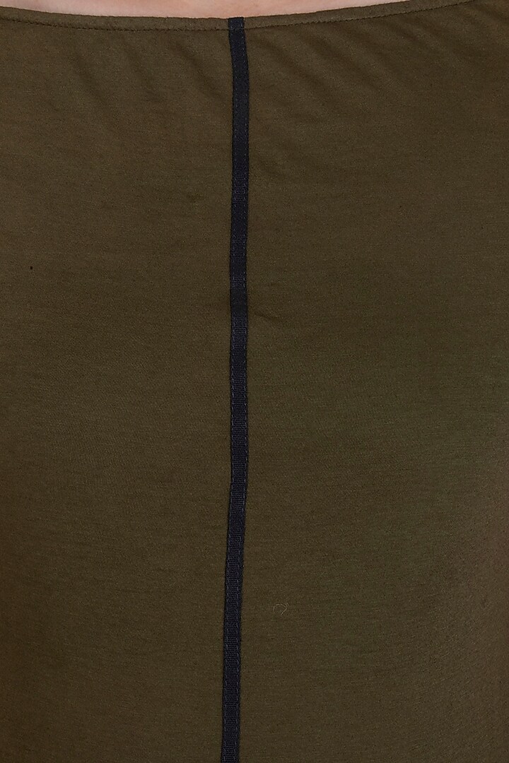 Khaki Low Back T-Shirt by Kapda By Urvashi Kaur at Pernia's Pop Up Shop