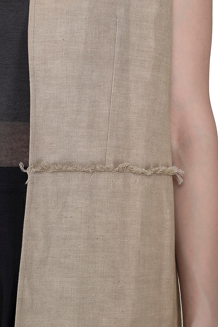 Light Grey Long Sleeveless Jacket by Kapda By Urvashi Kaur at Pernia's Pop Up Shop