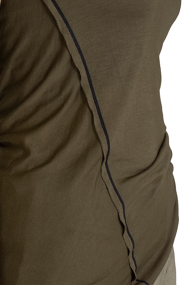 Olive Green Cowl T-Shirt by Kapda By Urvashi Kaur at Pernia's Pop Up Shop