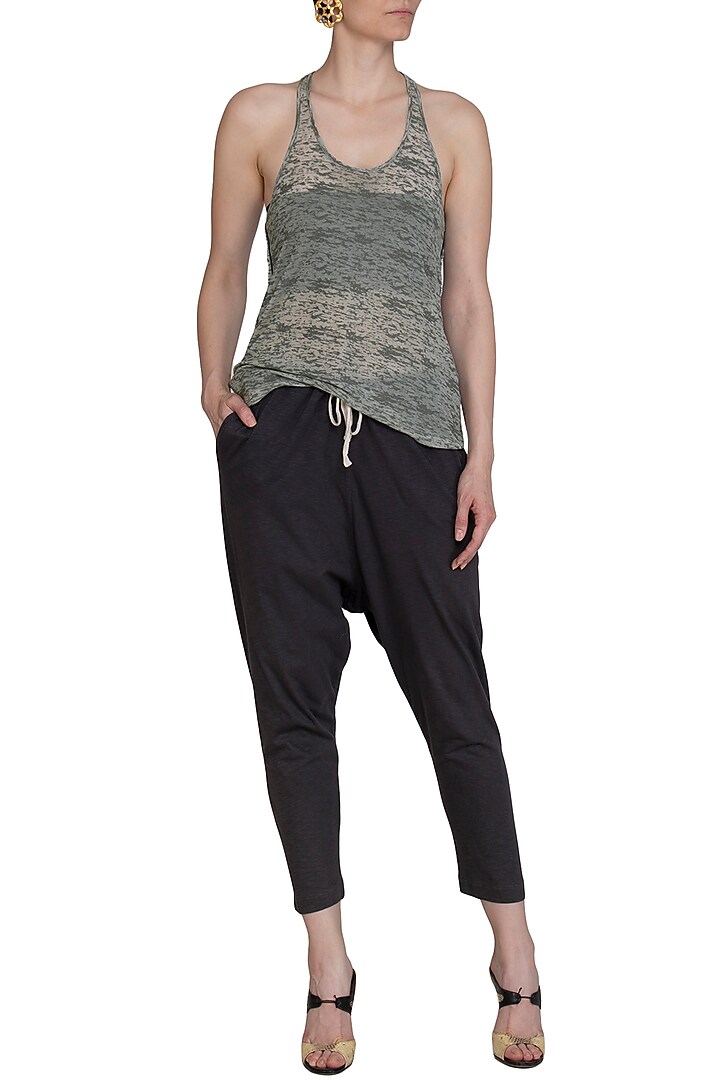Dark Grey Racerback T-Shirt by Kapda By Urvashi Kaur at Pernia's Pop Up Shop