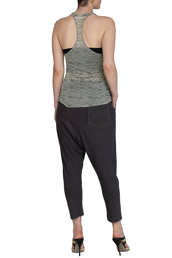 Dark Grey Racerback T-Shirt by Kapda By Urvashi Kaur at Pernia's Pop Up Shop
