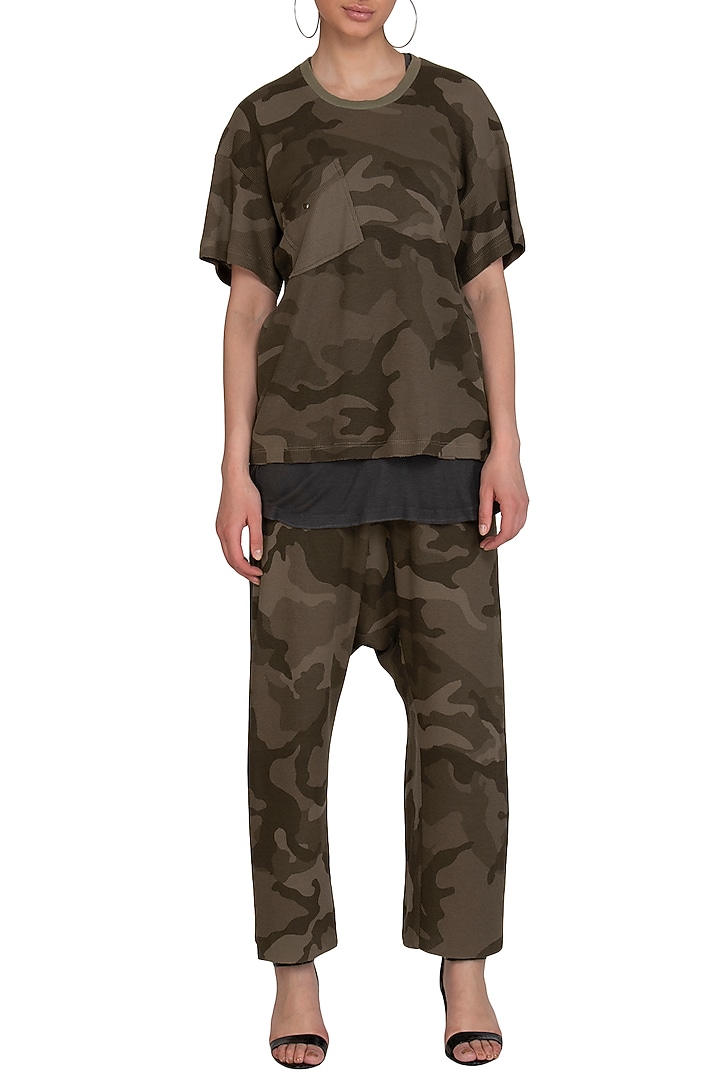Khaki Camouflage T-Shirt by Kapda By Urvashi Kaur at Pernia's Pop Up Shop