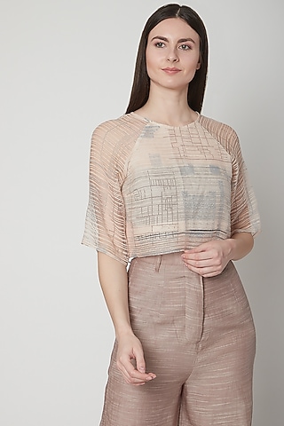 Blush Pink Block Printed Top by Urvashi Kaur