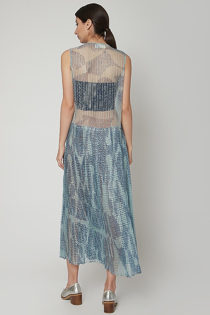 Sky Blue Micro Pleated Shibori Vacation Dress by Urvashi Kaur at Pernia's Pop Up Shop