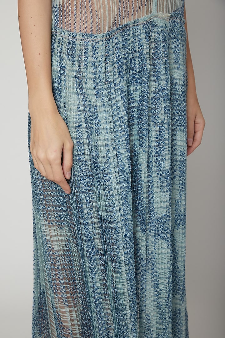 Sky Blue Micro Pleated Shibori Vacation Dress by Urvashi Kaur at Pernia's Pop Up Shop