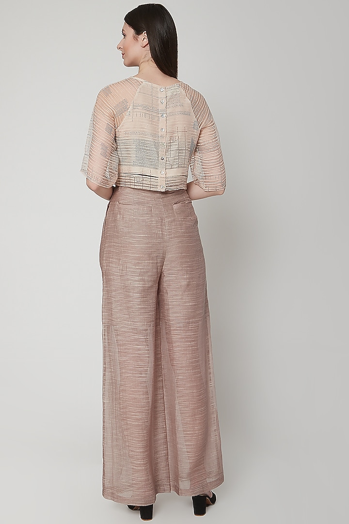 Grey Sheer Pants With Stripes by Urvashi Kaur at Pernia's Pop Up Shop