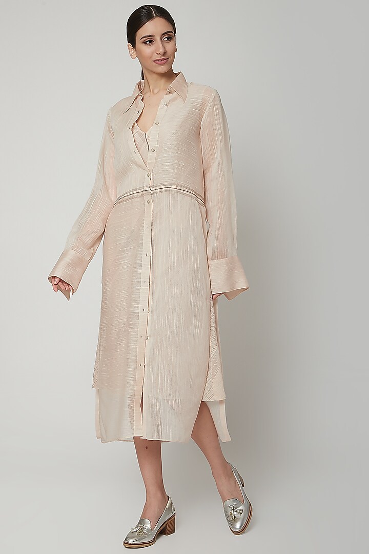 Blush Pink Tunic With Stripes by Urvashi Kaur at Pernia's Pop Up Shop