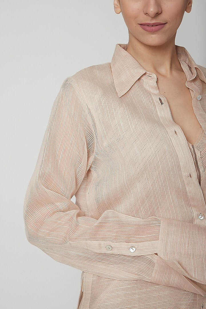 Blush Pink Tunic With Stripes by Urvashi Kaur at Pernia's Pop Up Shop