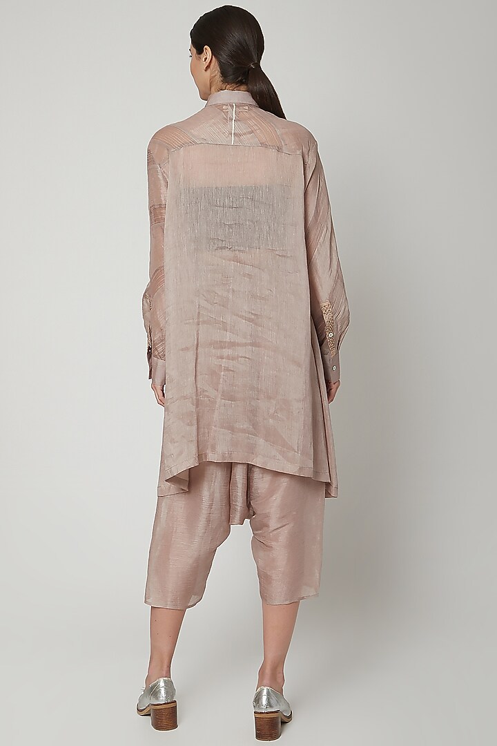 Grey Panelled Shirt With Stripes by Urvashi Kaur at Pernia's Pop Up Shop