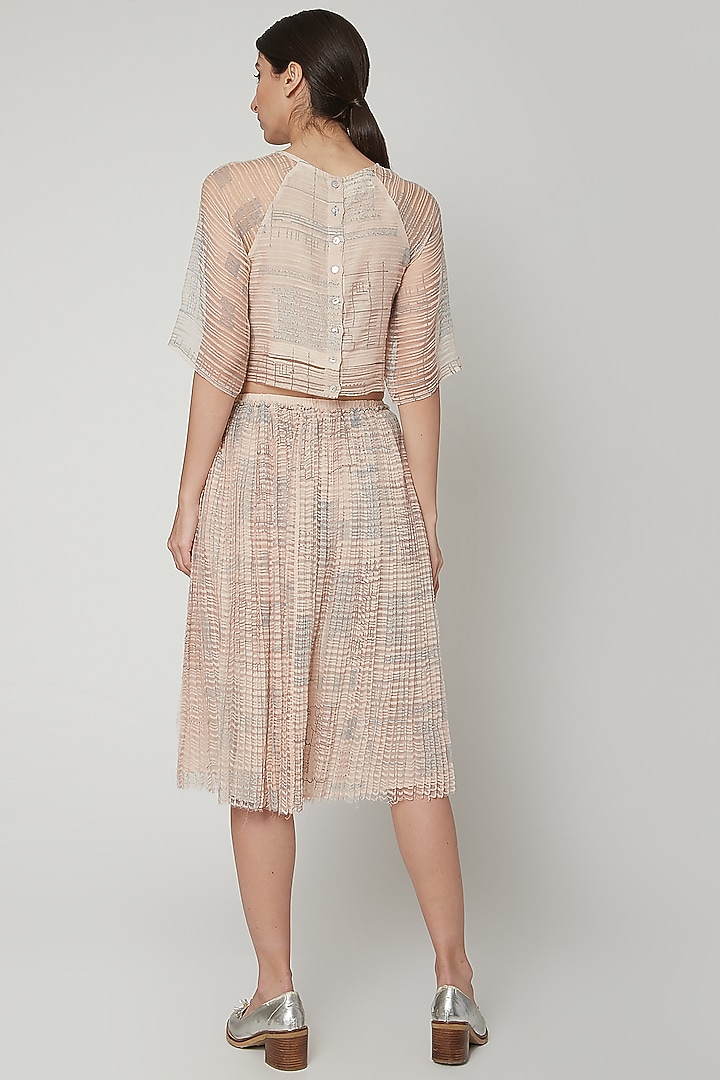 Blush Pink Block Printed Skirt by Urvashi Kaur at Pernia's Pop Up Shop