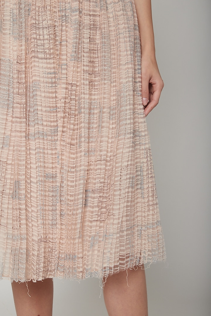 Blush Pink Block Printed Skirt by Urvashi Kaur at Pernia's Pop Up Shop
