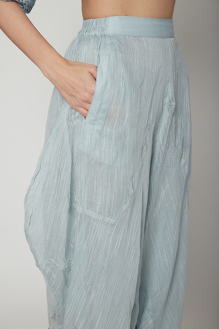 Sky Blue Pants With Stripes by Urvashi Kaur at Pernia's Pop Up Shop