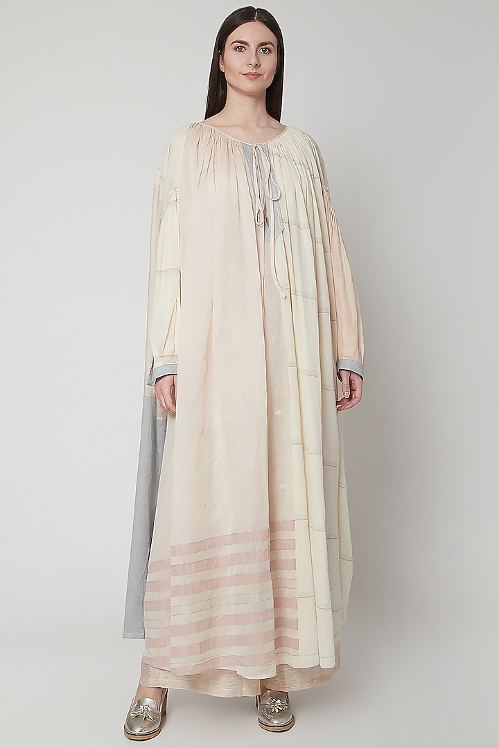 Beige Dress With Color Blocking by Urvashi Kaur
