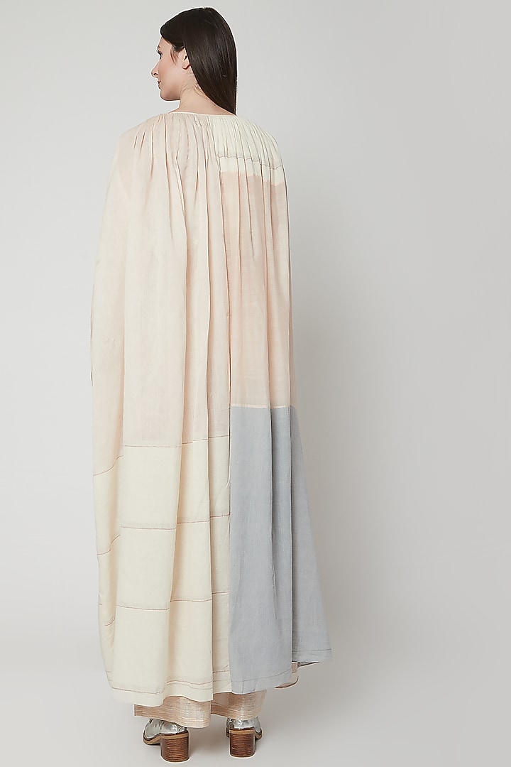 Beige Cocktail Dress With Color Blocking by Urvashi Kaur at Pernia's Pop Up Shop