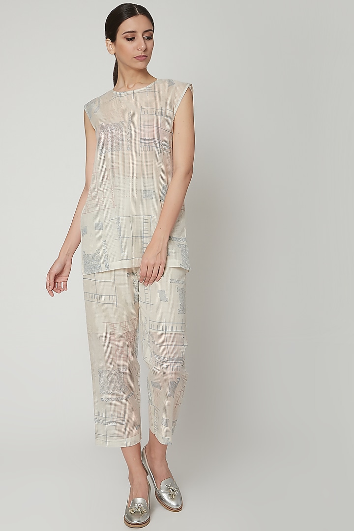 Beige Camisole With Checks by Urvashi Kaur at Pernia's Pop Up Shop