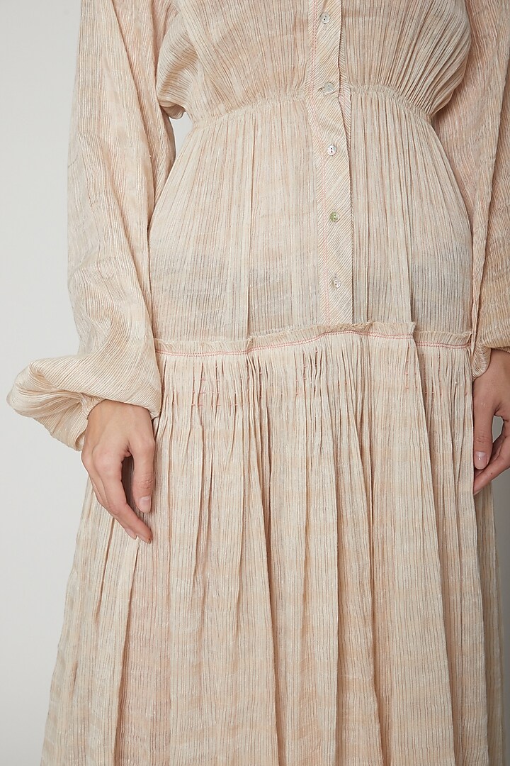Blush Pink Vacation Dress With Metallic Yarn Detailing by Urvashi Kaur at Pernia's Pop Up Shop
