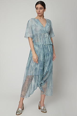 Sky Blue Shibori Salwar Pants by Urvashi Kaur