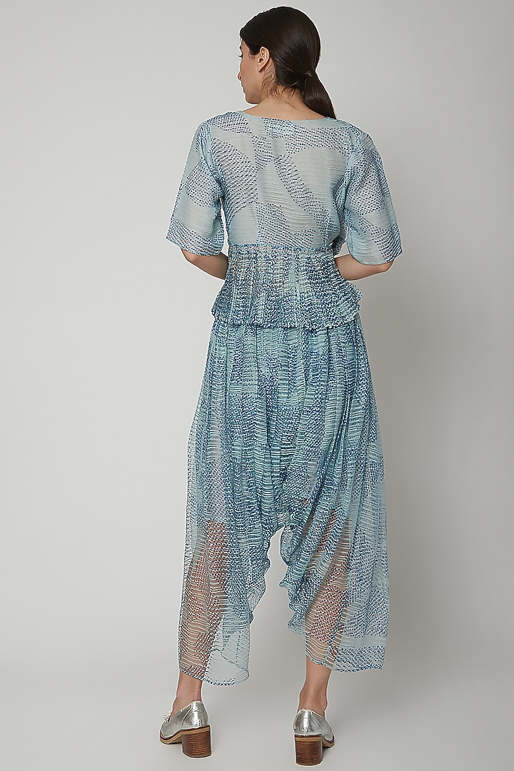 Sky Blue Shibori Salwar Pants by Urvashi Kaur at Pernia's Pop Up Shop