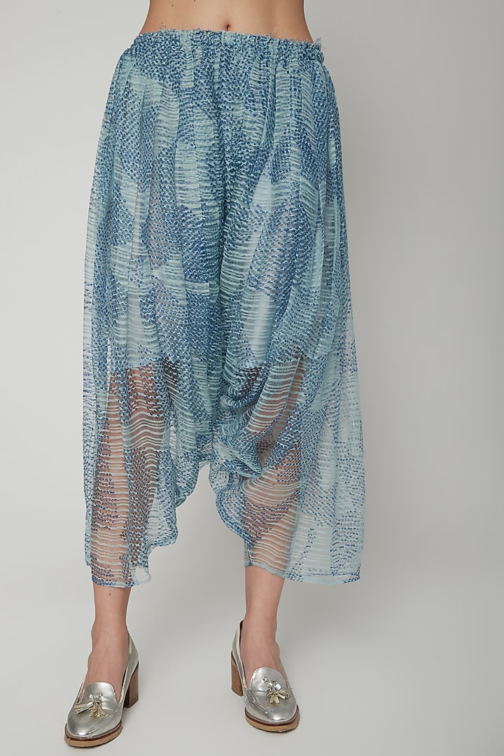 Sky Blue Shibori Salwar Pants by Urvashi Kaur at Pernia's Pop Up Shop
